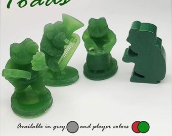 Toads 6pcs | Everdell Bellfaire Unofficial Upgrades, Toads, Cardinal, 3d Printed Woodland Creatures