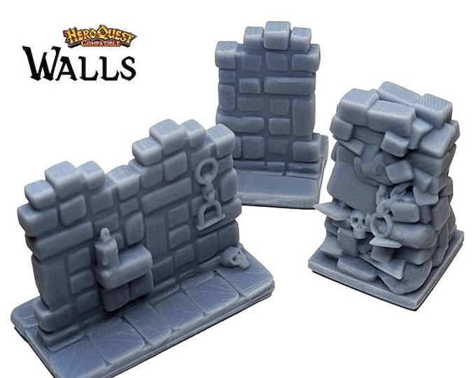 Featured listing image: HeroQuest Blocked Walls 25mm Compatible HD Dungeon Terrain Miniature | Dungeons & Dragons Campaign Scenery, Boardgame upgraded meeples