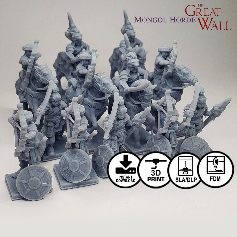 Mongol Horde STL DIGITAL Download The Great Wall Expansion Miniatures 3D Printed RPG D D 