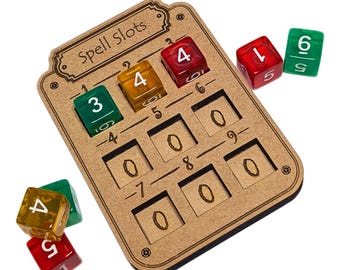 9 Spell Slot Tracker | Nine Spells, 16mm d6 Spellslot, Magic Spellcaster, Magician, Mage, Wizard, Warlock, Witch, D&D 5e, Mork Borg Campaign