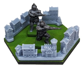 European Towns Partial Hex 60mm 5pcs | 1/72, 15mm, Command & Colors World War 2 Gaming Scenery, Hex Game Terrain, Battlefield RPG Model