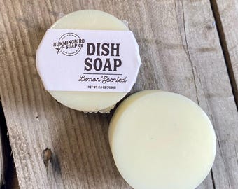 Lemon Scented Solid Dish Soap: Handmade Natural Kitchen Cleaning