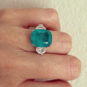 BACK IN STOCK Best Seller Unique Simulated Paraiba Tourmaline Ring, Engagement Ring, Statement Ring image 3