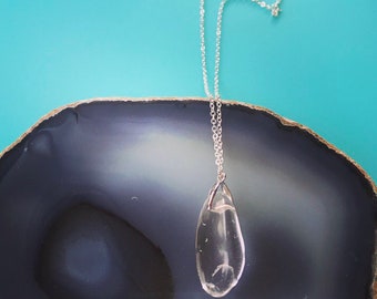 Smooth Clear Crystal Pendant on a Silver Chain