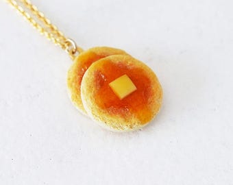 Mini Pancake Necklace: Handmade Polymer Clay Kawaii Food Jewelry