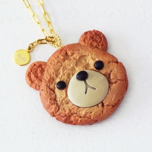Collana con ciondolo a forma di biscotto con orso e orsetto in resina, grazioso gioiello kawaii da dessert, idea regalo di Natale fatta a mano per lei, dolce collana con ciondolo a forma di orso.