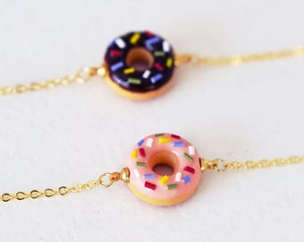 Mini Donut Bracelet, Handmade Kawaii Food Jewelry
