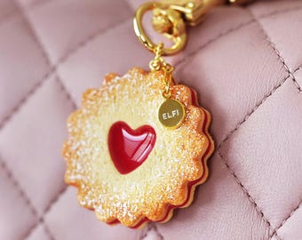 Handmade Jam Cookie Bag Charm – Kawaii Heart Biscuit Keychain