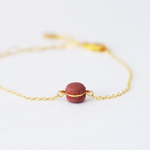Cute Mini Chocolate Macaron Bracelet Polymer Clay Dessert Jewelry Handmade Food Charm Kawaii Gift Sweet Treat Accessory Christmas Gift Idea