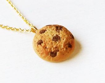 Mini Cookie Necklace: Handmade Polymer Clay Chocolate Chip Pendant