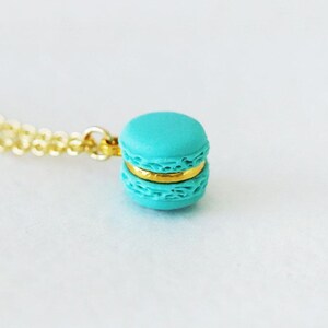 Mini Mint Macaron Pendant Necklace Cute Polymer Clay Dessert Jewelry Kawaii Gift for Her Pastel Food Charm Christmas Handmade Necklace