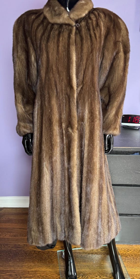 Brown mink autumn haze pastel brown fur coat