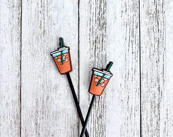 Needle Stoppers, Stitch Stoppers, Point Protectors, Summer, Iced Coffee, Knitting Notion, Knitting Accessory, Needle Huggers, Summer Drinks