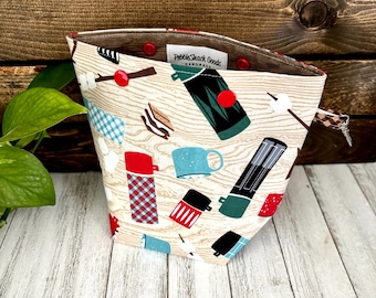 Small Project Bag, Sock Knitting Bag, Sock Sack, Summer Project, Snap Top, Crochet, Camping, Summer Sock Knitting, Marshmallows, Campfire