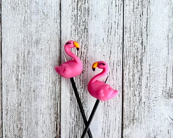 Needle Stoppers, Stitch Stoppers, Point Protectors, Summer, Flamingos, Knitting Notion, Knitting Accessory, Needle Huggers, Silicone, Pink