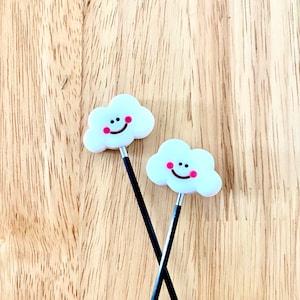 Cloud Needle Stoppers, Stitch Stoppers, Point Protectors, Summer, Happy, Knitting Notion, Knitting Accessory, Needle Huggers, Silicone, Cute