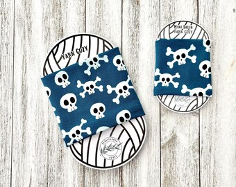 Yarn Cozy, Halloween, Skull and Crossbones, Yarn Hug, Yarn Cake Holder, Skein Coat, Yarn Management, Yarn Organizer, Cake Cozy, Accessory