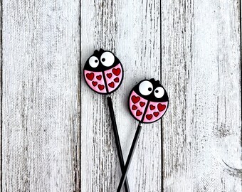 Needle Stoppers, Stitch Stoppers, Point Protectors, Summer, Ladybugs, Knitting Notion, Knitting Accessory, Needle Huggers, Silicone, Camping