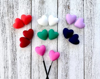 Heart Stitch Stoppers, Needle Stoppers, Point Protectors, Super Cute, Knitting Notion, Knitting Accessory, Needle Huggers, Silicone