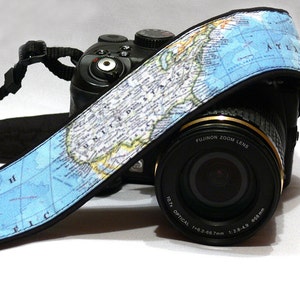 World Map Camera Strap. Canon Nikon Camera Strap. SLR, DSLR Camera Strap. Gift For Photographer.