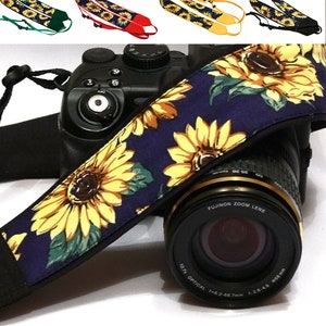 Sunflowers Camera Strap. DSLR Camera Strap. Personalized camera Strap. Canon Nikon Camera Strap. Flowers camera strap. Camera Accessories