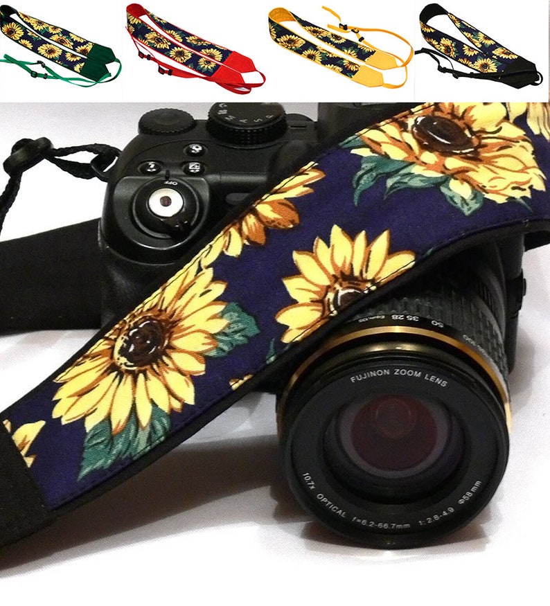 Sunflowers Camera Strap. DSLR Camera Strap. Personalized camera Strap. Canon Nikon Camera Strap. Flowers camera strap. Camera Accessories 