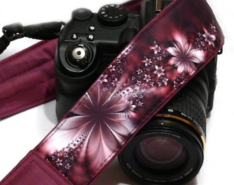 Dreamlike Flowers Camera Strap. Nikon, Canon, Fuji, etc Camera Strap. Purple Camera Strap. Personalized Gift for Her. Camera Accessories.