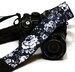 Camera Strap.  Personalized Camera Strap. Black and White Roses Camera Strap. Accessories. Canon Nikon Camera Strap. Monogram camera strap. 