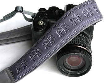 Elephants Camera Strap. Gray Camera Strap.  DSLR Camera Strap. Canon, Nikon Camera Strap. Animal Camera Strap. Christmas Gift. Accessories