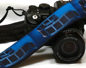 Film Strips Camera Strap. Photographer Camera Strap. Photo camera Accessories. Blue SLR, DSLR Camera Strap. Gift For Photographer.