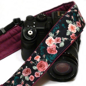 Roses Camera Strap. Purple Camera Strap DSLR Camera Strap. Canon Camera Strap. Women Accessories