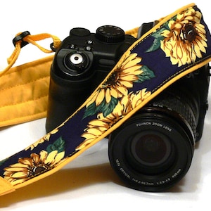 Sunflowers Camera Strap. DSLR SLR Mirrorless Camera Strap. Canon Nikon Camera Strap. image 1