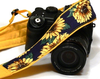 Sunflowers Camera Strap. DSLR SLR Mirrorless Camera Strap. Canon Nikon Camera Strap.