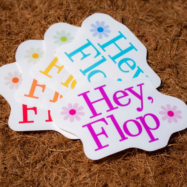 Hey Flop! Vinyl Sticker set(5) Water Proof Decal 5 colors, Belvycenter