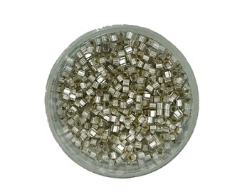 Toho 21F, 3mm cube, Silver Lined Frosted Crystal, 30 grams