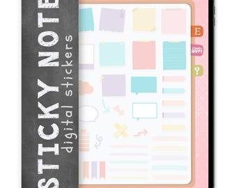 40 Sticky Note Digital Stickers, Compatible with ANY Digital Planner App (including GoodNotes)
