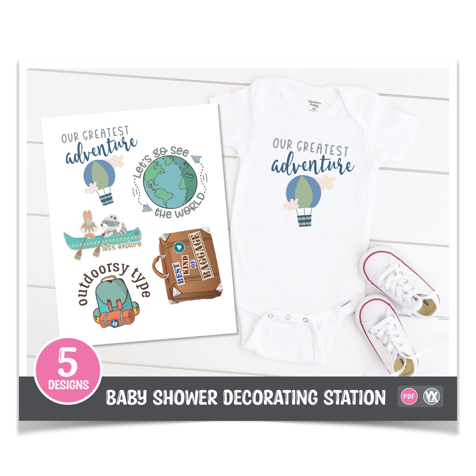 Printable Iron-ons for Baby Shower Decorating Station 5 | Etsy
