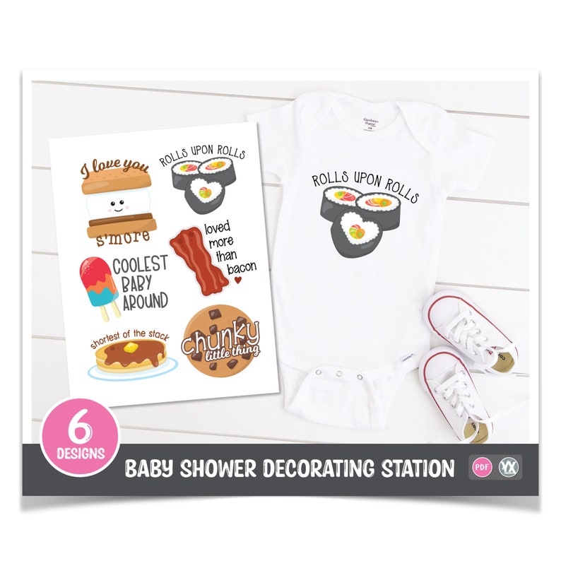 Printable Iron-ons for Baby Shower Decorating Station 6 - Etsy