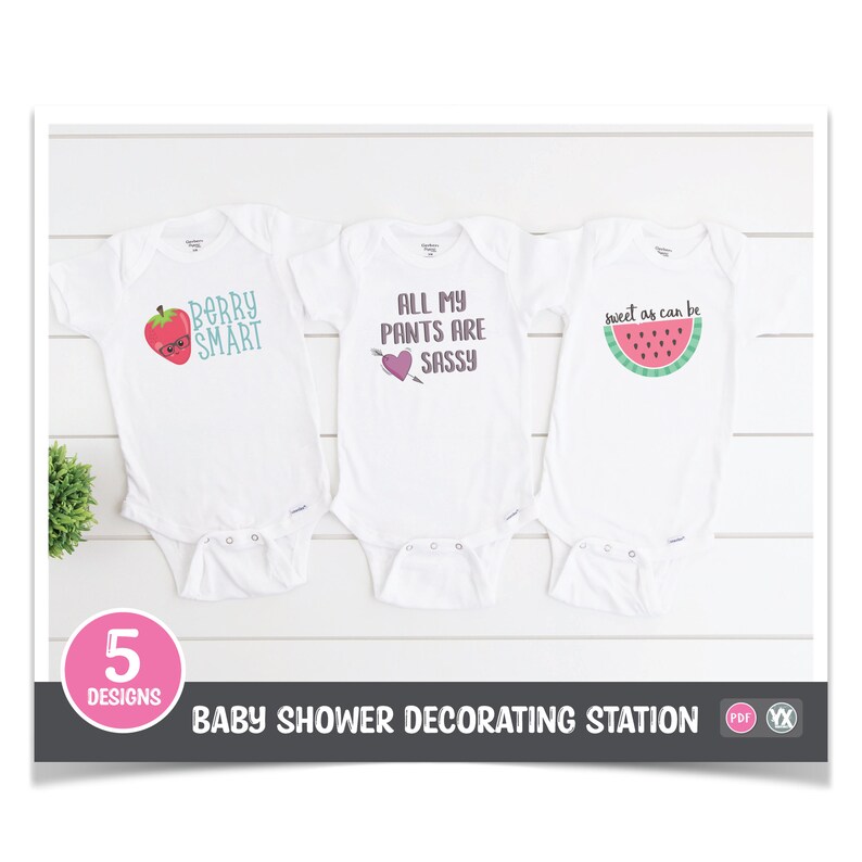 Printable Iron-ons for Girl Baby Shower Decorating Station 5 - Etsy