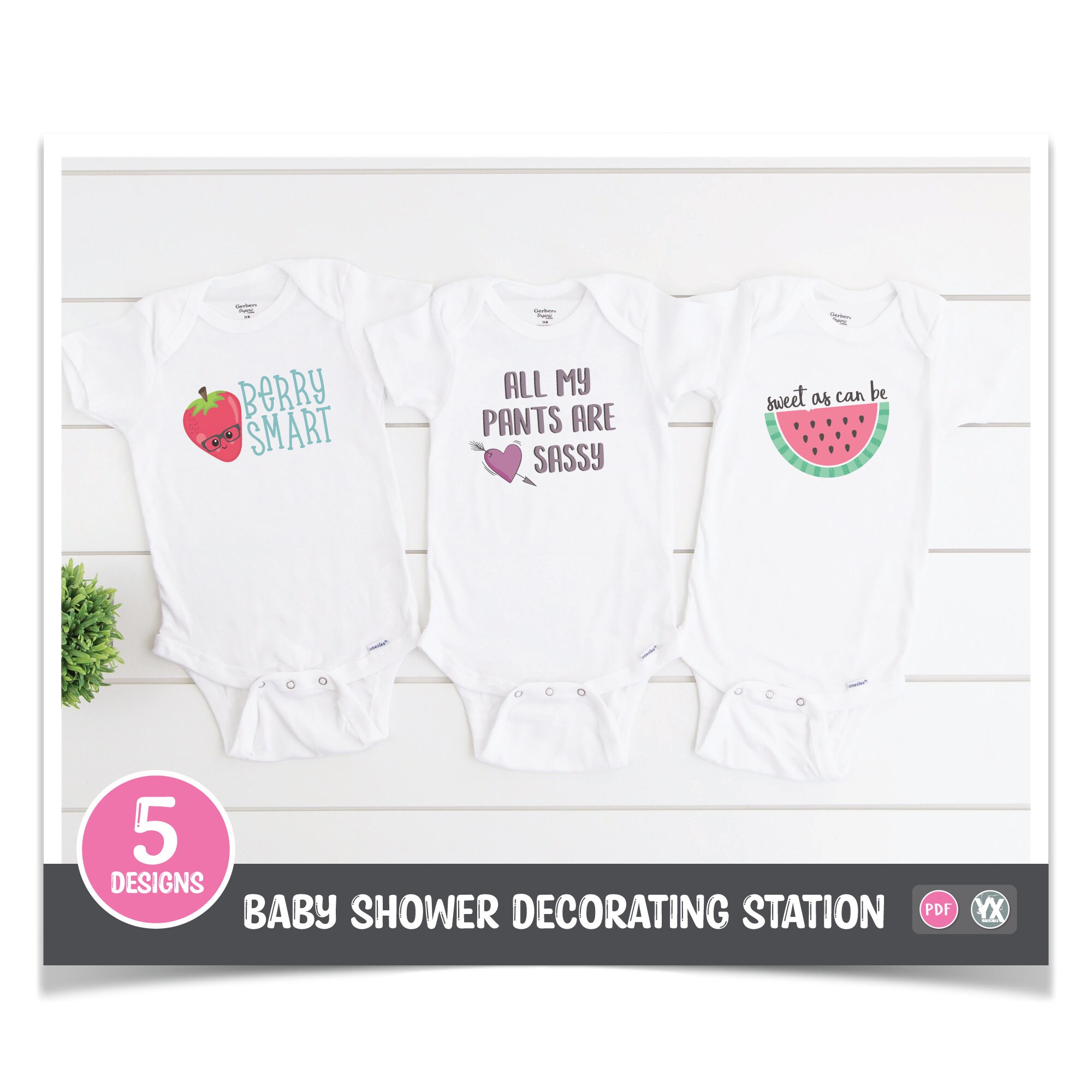 Printable Iron-ons for Girl Baby Shower Decorating Station 5 - Etsy