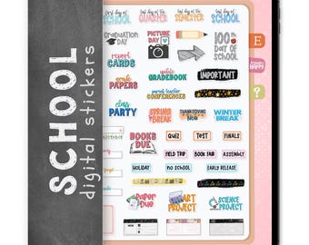 46 School & Teacher Digital Stickers, Compatible with ANY Digital Planner App (including GoodNotes)