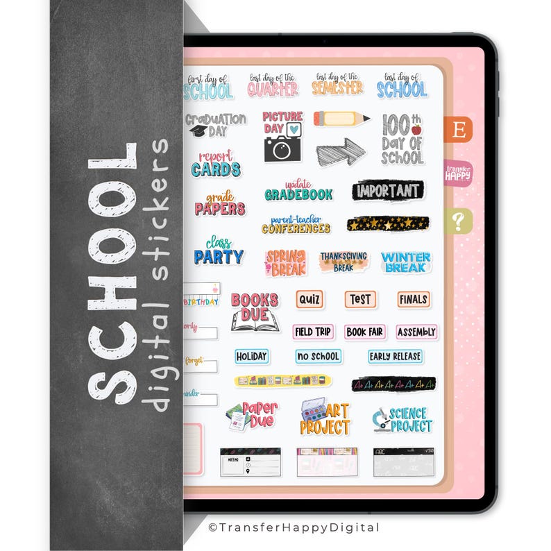 46 School & Teacher Digital Stickers, Compatible With ANY Digital ...