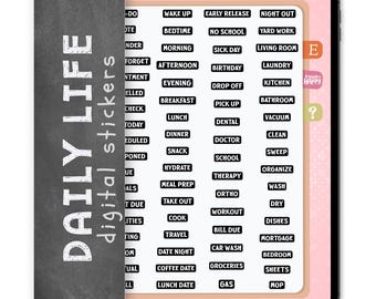 71 Black Label Digital Stickers, Compatible with ANY Digital Planner App (including GoodNotes)
