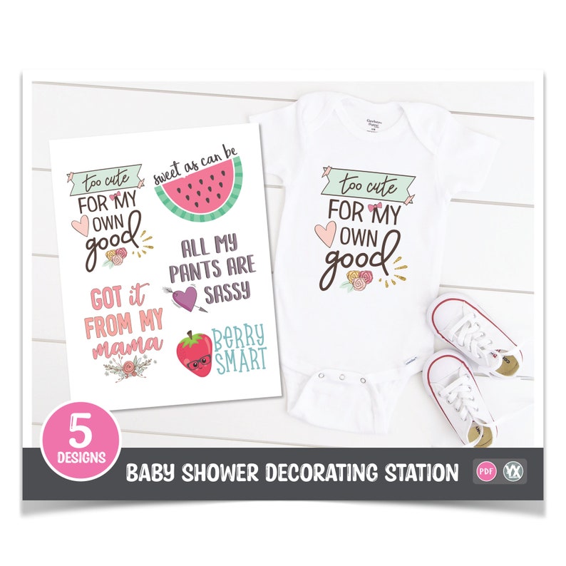 Printable Iron-ons for Girl Baby Shower Decorating Station 5 - Etsy