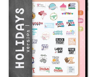 32 Holiday Digital Stickers, Compatible with ANY Digital Planner App (including GoodNotes)