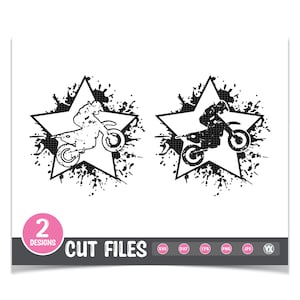 Dirtbike Star SVG Set - Grunge Dirtbike SVG - Solo file digitali - Set di 2