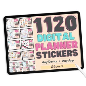 Digital Planner Stickers Bundle - PNG Digital Stickers, Compatible with ANY App, Like GoodNotes - Bundle of 1120 Digital Stickers - Volume 3