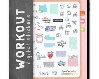 45 Gym & Workout Digital Stickers, Compatible with ANY Digital Planner App (including GoodNotes)