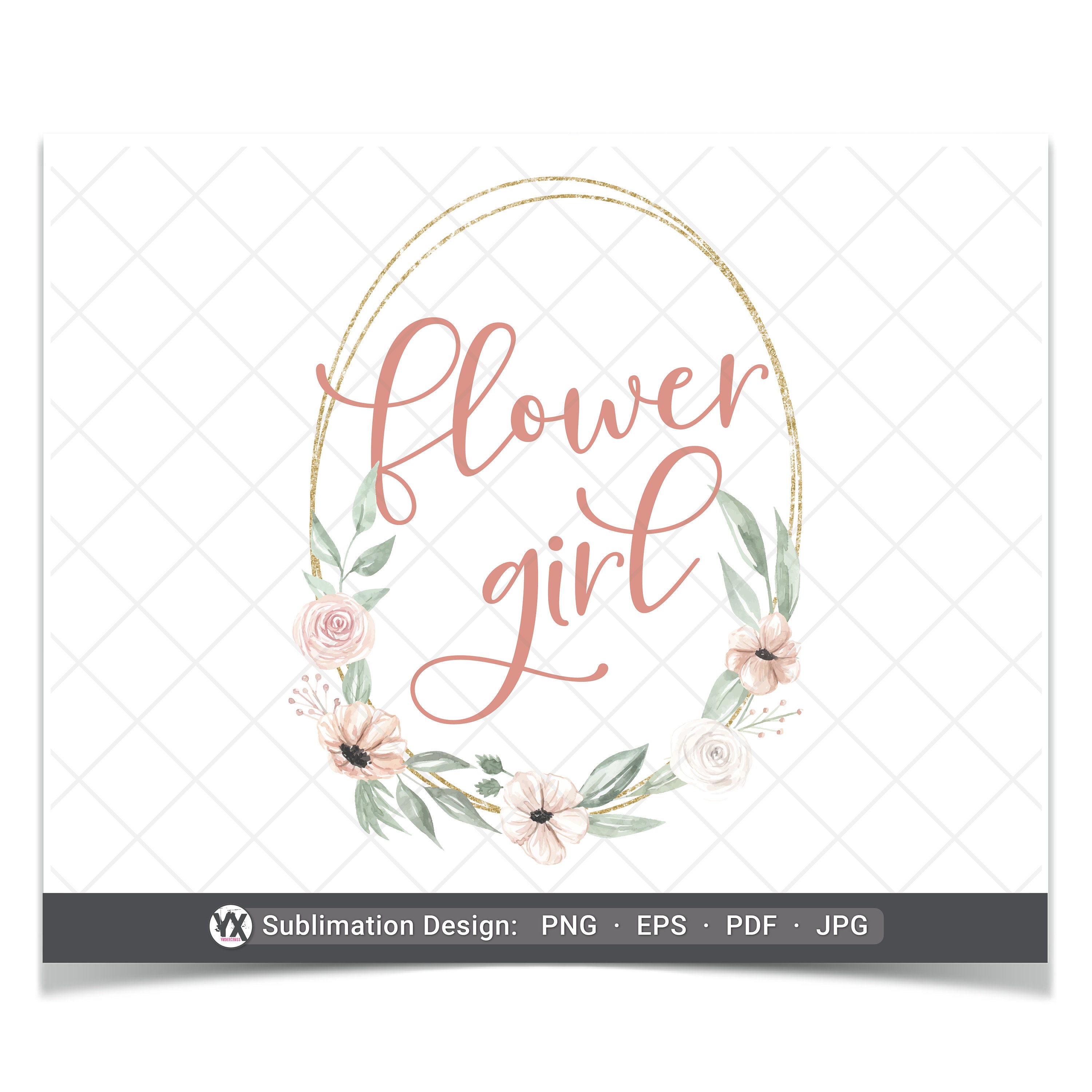 Sublimation Design Flower Girl Iron on Printable Ironon Etsy