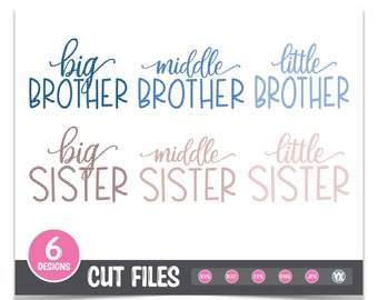 Big Brother SVG Set - Sibling SVG Set - Cut File Design in Svg, dxf, png, jpg formats - Digital Files Only - Big Sister SVG Set